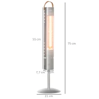 Outsunny Chauffage de terrasse infrarouge électrique chauffage d'appoint sans CO₂ avec poignée de transport indice 12,5 m² IP65 - 1500W dim.  Ø 21L x 75H cm - alliage d'aluminium(m-3)
