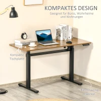 Vinsetto elektrisches Schreibtisch Tischgestell mit Motor Computertisch höhenverstellbar Stehschreibtisch Bürotisch Schreibtischständer Aluminium Braun+Schwarz 140 x 60 x 72-122 cm(m-4)