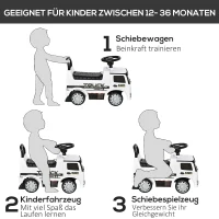 HOMCOM speelgoedauto loopauto babywagen kinderwagen gelicentieerd door Mercedes ANTOS vrachtwagenstijl met licht voor kinderen van 12 tot 36 maanden metaal PP plastic wit + zwart 62.5x28.5x45cm(m-6)