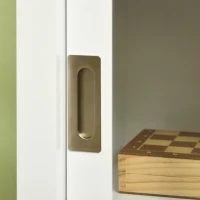 HOMCOM Vitrine mit 3 Regalböden, Sideboard, Flurkonsole, 2 Schiebetüren, Glastüren, Weiß(m-9)