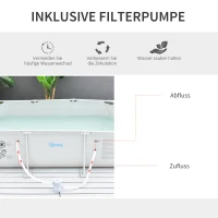 Outsunny Rahmenpool mit Schlauch Draht Swimmingpool Schwimmbad Ablassventil für sauberen Wasser 1000D PVC Stahl Grau 292 x 190 x 75 cm(m-4)