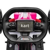HOMCOM 12V Electric Go Kart for Kids, Ride-On Racing Go Kart with Forward Reversing, Rechargeable Battery, 2 Speeds, for Boys Girls Aged 3-8 Years Old - Pink(m-9)