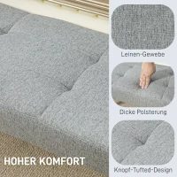HOMCOM Polsterbank, Pikowanie guzikami, Wygląd lnu, Nogi z drewna maszwnego, do 120 kg, 120x41x43 cm, Szary(m-4)