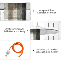 Outsunny Heizstrahler Terrassenheizer mit Drehknopf Rädern Terrassenstrahler mit automatischer Sicherheitsabschaltung rollbar Gas 12,5KW schirmförmig Metall rostfreier Stahl Kohlegrau Ø81,5 x 225 cm(m-8)