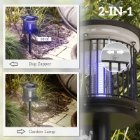 Outsunny Set 2 Lămpi 2-în-1 în Aer Liber Împotriva Țânțarilor, Felinare Împotriva Țânțarilor cu Lumină LED și UV, Ø18x45 cm, Negru(m-4)