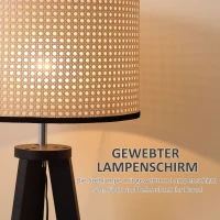 HOMCOM Stehlampe Wohnzimmer Tripod Stehleuchte 40W moderne Standleuchte mit E27 Fassung Holzfuß für Schlafzimmer Büro Schwarz+Gold 45 x 45 x 147 cm(m-4)