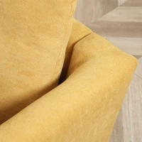 HOMCOM Sofa für 2 Personen, dicke Polsterung, Bezug in Leinenoptik, Stahlbeine, bis 300 kg, gelb, 137 x 79,5 x 71 cm(m-8)