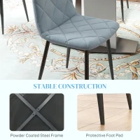 HOMCOM Set 4 Scaune cu Șezut Tapițat și Spătar, Scaune din Catifea și Țesătură cu Efect de Otel, 45x54x87 cm, Albastru Deschis(m-5)