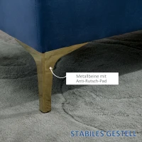 HOMCOM zitbank bedbank schoenenbank verhoogde poten fluweel blauw(m-5)