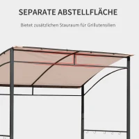 Outsunny Grillpavillon, Grillüberdachung, Regenschutz, UV-beständig, Gartenpavillon mit Haken, Stahlrahmen, Polyester, Beige+Dunkelgrau, 215 x 150 x 220 cm(m-6)