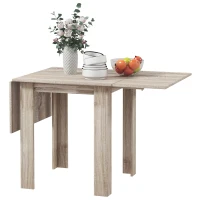HOMCOM Masă Derulantă pentru 4 Persoane Impermeabilă și Rezistentă la Zgârieturi, Masă pliabilă din PAL, 140x70x75 cm, Culoare Stejar(m-1)