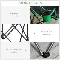 Outsunny Campingstuhl Klappstuhl Anglerstuhl Höhenverstellbar mit Getränkehalter faltbar inkl Tragetasche Regiestuhl bis 136 kg belastbar Schwarz+Grün 75,5 x 88 x 101-104 cm(m-7)