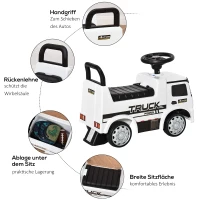 HOMCOM speelgoedauto loopauto babywagen kinderwagen gelicentieerd door Mercedes ANTOS vrachtwagenstijl met licht voor kinderen van 12 tot 36 maanden metaal PP plastic wit + zwart 62.5x28.5x45cm(m-4)