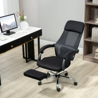 Vinsetto bureaustoel met massagefunctie, massagestoel, inclusief voetsteun, 2 vibratiepunten, USB-interface, zwart(m-9)