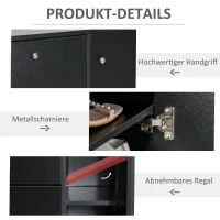 HOMCOM Schuhschrank Schuhkipper Schuhständer Schuhregal mit 3 Klappe und Anti-Rückwärts-Zugbügel 22-28 Paar 80x24x120cm Schwarz(m-7)