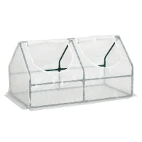 Outsunny Gewächshaus mit Fenster PE Treibhaus Tomatenhaus Frühbeet 120x60x60cm Weiß(m-8)