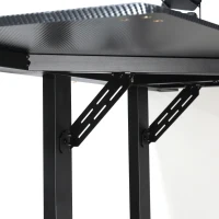 HOMCOM gaming-tafel bureau L-vormig met koptelefoonhaak bekerhouder computertafel metaal MDF zwart + rood 168 x 109 x 78 cm(m-8)