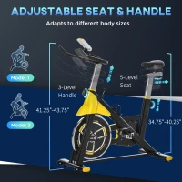 HOMCOM Bicicletă de Exerciții Staționare cu Volant, Monitor LCD, Rezistență Reglabilă pentru Antrenament Cardio, 101-113x45.5x100 cm, Galben(m-4)