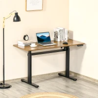 Vinsetto elektrisches Schreibtisch Tischgestell mit Motor Computertisch höhenverstellbar Stehschreibtisch Bürotisch Schreibtischständer Aluminium Braun+Schwarz 140 x 60 x 72-122 cm(m-2)