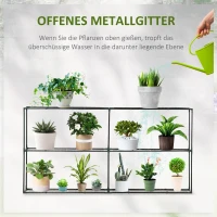 Outsunny Pflanzregal, 3 Ebenen, Gitterböden, Indoor & Outdoor, Metallrahmen, 222 x 30 x 114 cm(m-6)