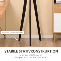 HOMCOM Stehlampe Wohnzimmer Tripod Stehleuchte 40W moderne Standleuchte mit E27 Fassung Holzfuß für Schlafzimmer Büro Schwarz+Gold 45 x 45 x 147 cm(m-5)
