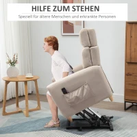 HOMCOM Aufstehsessel, Relaxsessel, mit Aufstehhilfe, Liegefunktion, Fernbedienung, Stahl, 81 x 91 x 103cm(m-4)