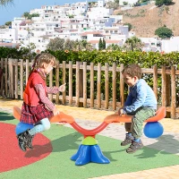 HOMCOM Kinder Gartenwippe 360° drehbare Wippe Karussellwippe für 3-8 Jahre Kunststoff Mehrfarbig 126 x 39,5 x 66 cm(m-2)