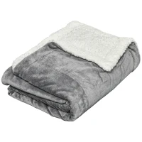 HOMCOM Kuscheldecke 2 x 1,5 m, doppelseitig, leicht & weich, In- und Outdoor, für 2 Personen, grau(m-10)