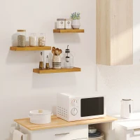 HOMCOM 3er-Set Wandregale, modulares Regalsystem, Kiefernholz, 50 x 18 x 3,6 cm(m-2)