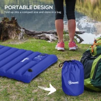 Outsunny Saltea Gonflabilă Unică cu Pompă de Picioare Încorporată, Saltea de Camping, 195x70x10 cm, Albastru(m-6)
