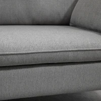 HOMCOM 2-er Sofa, 2-Sitzer, kleines Sofa, Retrodesign, 2 Kissen, Kautschukholz, Grau+ Natur(m-9)