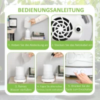 HOMCOM Elektrische Aroma-Diffusor für ätherische Öle 7 Farben LED 2 Sprühnebel-Modi automatische Abschaltung Keramischer Deckel mit floralem Muster elegant 100ml Keramik ABS Weiß Ø9,2x16,5 cm(m-7)