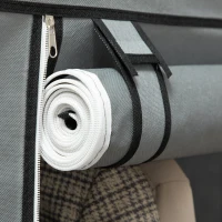 HOMCOM Kast van stof, opslagoplossing, 8 planken, 2 kledingstangen, Grijs(m-8)