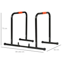 HOMCOM Dip Barren Fitness Parallettes Push Up Dip Station Einstellbar Fitness multifunktional Stahl Schwarz 94/102 x 62 x 73 cm(m-3)