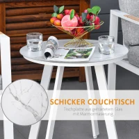 Outsunny Gartenmöbel Set für 4 Personen Balkonmöbel verstellbar Aluminium Grau+Weiß 61 x 82 x 90 cm(m-6)