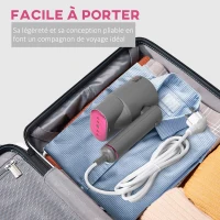 HOMCOM Défroisseur vapeur vertical prêt en 30s réservoir 160 ml Défroisseur à main de voyage 1520 W - portable et léger(m-7)