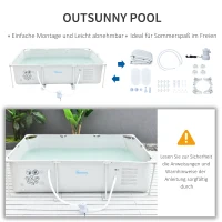 Outsunny Rahmenpool mit Schlauch Draht Swimmingpool Schwimmbad Ablassventil für sauberen Wasser 1000D PVC Stahl Grau 292 x 190 x 75 cm(m-7)