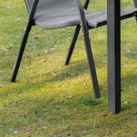 Outsunny Gartenstuhl 2er Set wetterfest Gartenstühle Stapelstuhl mit Armlehne Rückenlehne stapelbar Terrassenstuhl bis 120 kg belastbar Gartenmöbel für Hinterhof, Garten, Balkon Grau(m-7)