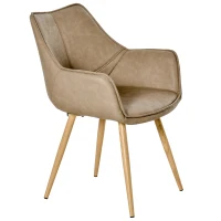 HOMCOM Scaun modern de Bucatarie, cu Brate, Piele sintetica si Picioare Metal Maro(m-10)