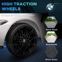 AIYAPLAY 12V BMW Licensed Kids Car, with Easy Transport, Remote Control, Suspension, Music, Horn, LED Lights, White(m-9)