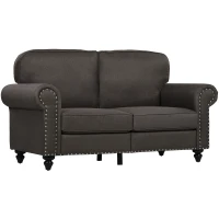 HOMCOM Two-Seater Mid-Century Sofa, with Pocket Springs - Dark Brown(m-11)