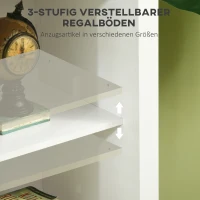 HOMCOM Vitrine mit 3 Regalböden, Sideboard, Flurkonsole, 2 Schiebetüren, Glastüren, Weiß(m-5)