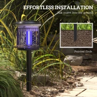 Outsunny Set 2 Lămpi 2-în-1 în Aer Liber Împotriva Țânțarilor, Felinare Împotriva Țânțarilor cu Lumină LED și UV, Ø18x45 cm, Negru(m-6)