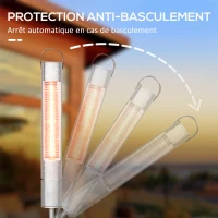 Outsunny Chauffage de terrasse infrarouge électrique chauffage d'appoint sans CO₂ avec poignée de transport indice 12,5 m² IP65 - 1500W dim.  Ø 21L x 75H cm - alliage d'aluminium(m-6)