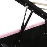 Letto Contenitore Matrimoniale con Sistema Idraulico, Rete a Doghe e Testata Regolabile in Altezza, in Legno, 140x203x125-131 cm, Rosa(m-9)