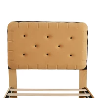 Letto Singolo con spazio contenitore, Testiera Regolabile e Rete a Doghe in Legno, 90x200x99-105 cm, Marrone(m-8)