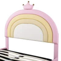 Letto Contenitore Matrimoniale con Sistema Idraulico, Rete a Doghe e Testata Regolabile in Altezza, in Legno, 140x203x125-131 cm, Rosa(m-7)