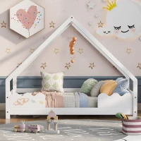 Lettino per Bambini in Legno di Pino con Protezione, 166x86.5x130 cm, Bianco(m-4)