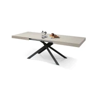 PAZZO DESIGN Tavolo Allungabile con Gambe Incrociate, Made in Italy, 160 x 90 x 74, Olmo Perla con Gamba Nera(m-1)