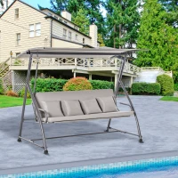 Outsunny Balansoar de Gradina 3 Locuri Convertibl in Pat cu Baldachin Maro(m-10)